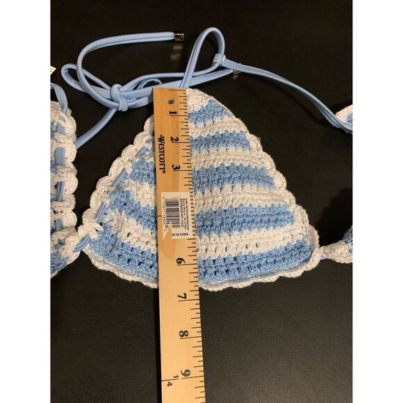Chelsea And Violet Size XL Swim Top Crochet Blue White Lined Padded NWT - Picture 6 of 6